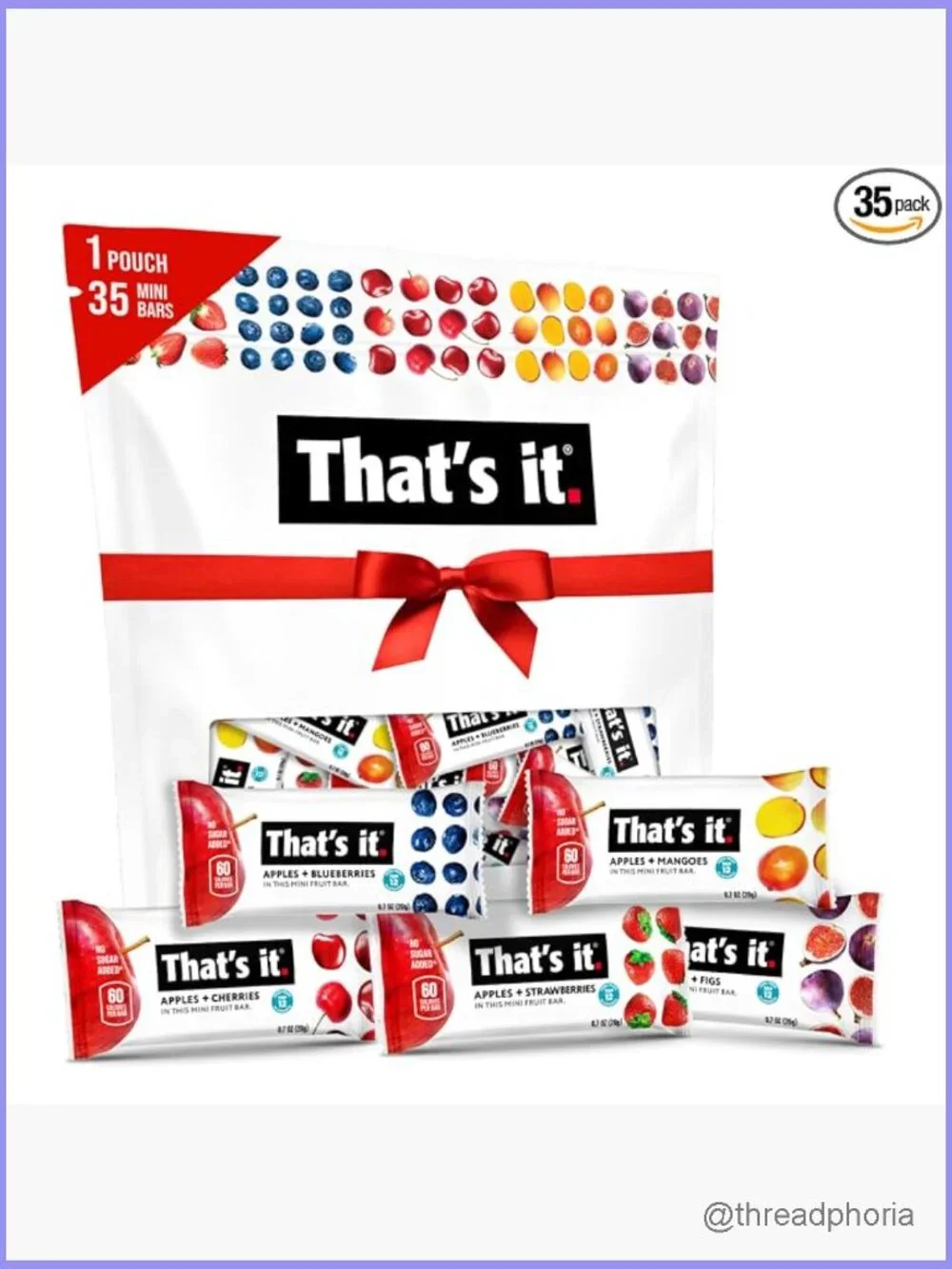 Mini Fruit Bars Variety Pack 35ct Gluten Free Vegan Snack